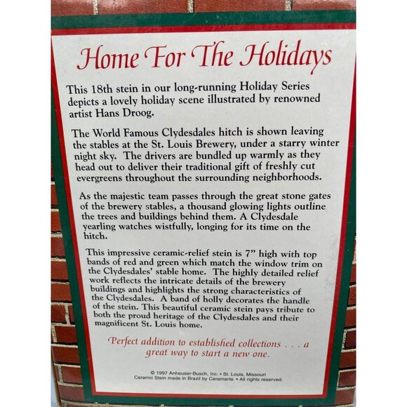 Lot of 2 VTG Budweiser Germany Beer mug Holiday Stein Grant's Clydesdales - Picture 4 of 6